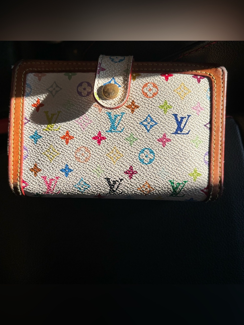 Vintage Y2K Murakami Louis Vuitton White Compact Small Wallet Coin Pouch